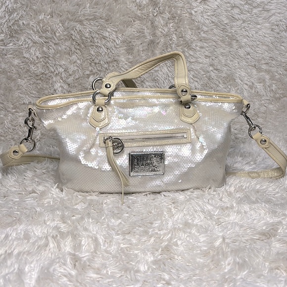 Coach Handbags - COACH Authentic 16339 Poppy White Sequins Rocker Satchel Bag
